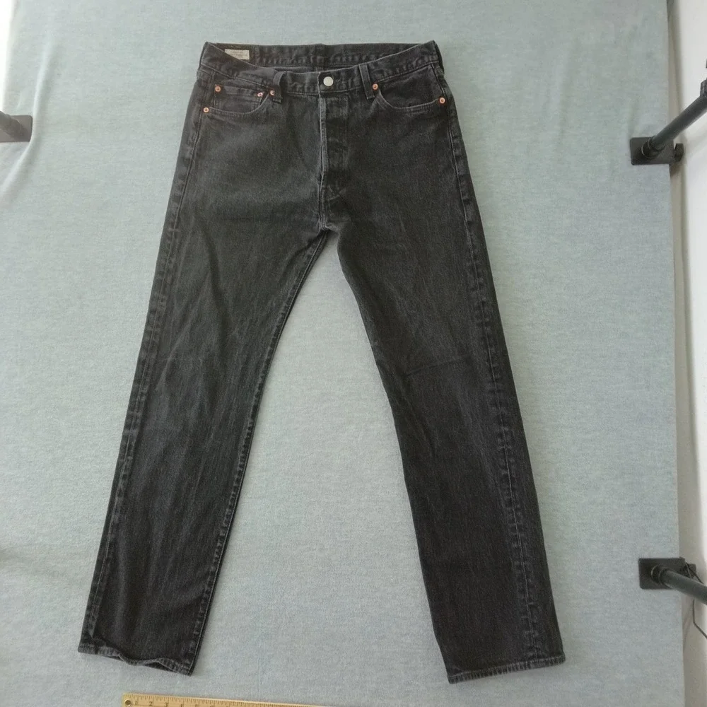 Levis Premium 501 Original Fit Jeans Mens 36x34 Black Straight Leg 00501-2456